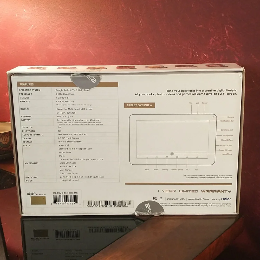 Digital2 D2-961G_MG - Gold Tablet Bundle